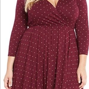 Burgundy polka dot skater dress - brand new w/ tag